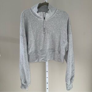 OFFLINE by Aerie Gray Quarter-Zip Cropped Sweatshirt XXL